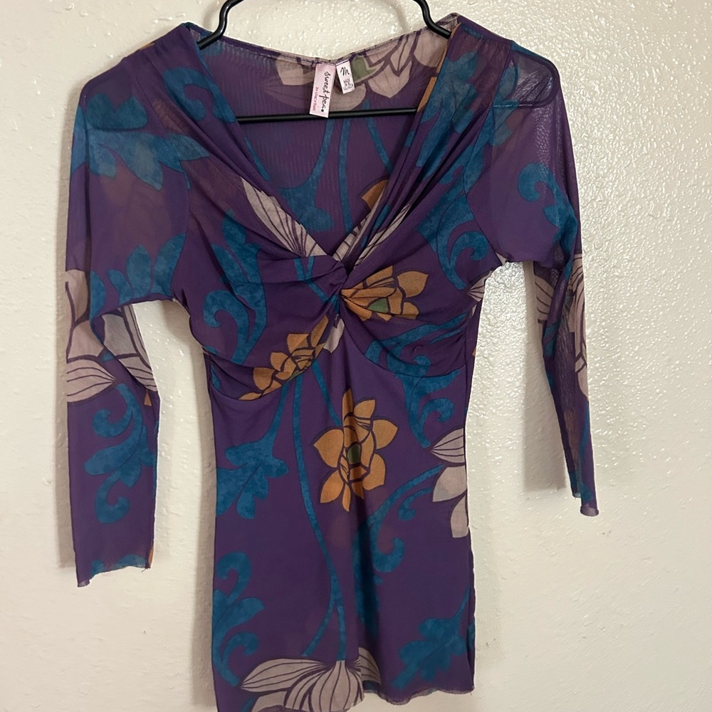 Sweet Pea by Stacy Frati Vibrant Mesh Top with Floral Accents